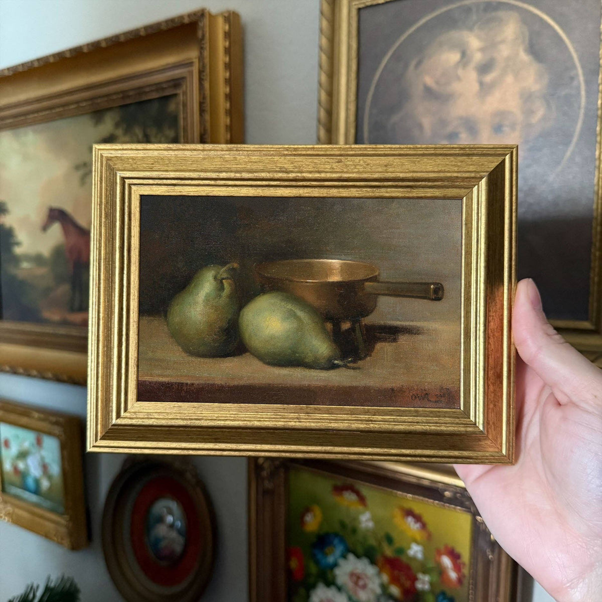 Vintage Style Pears still life Art Print Framed