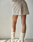 Alannah Woven Cotton Striped Wide Leg Shorts
