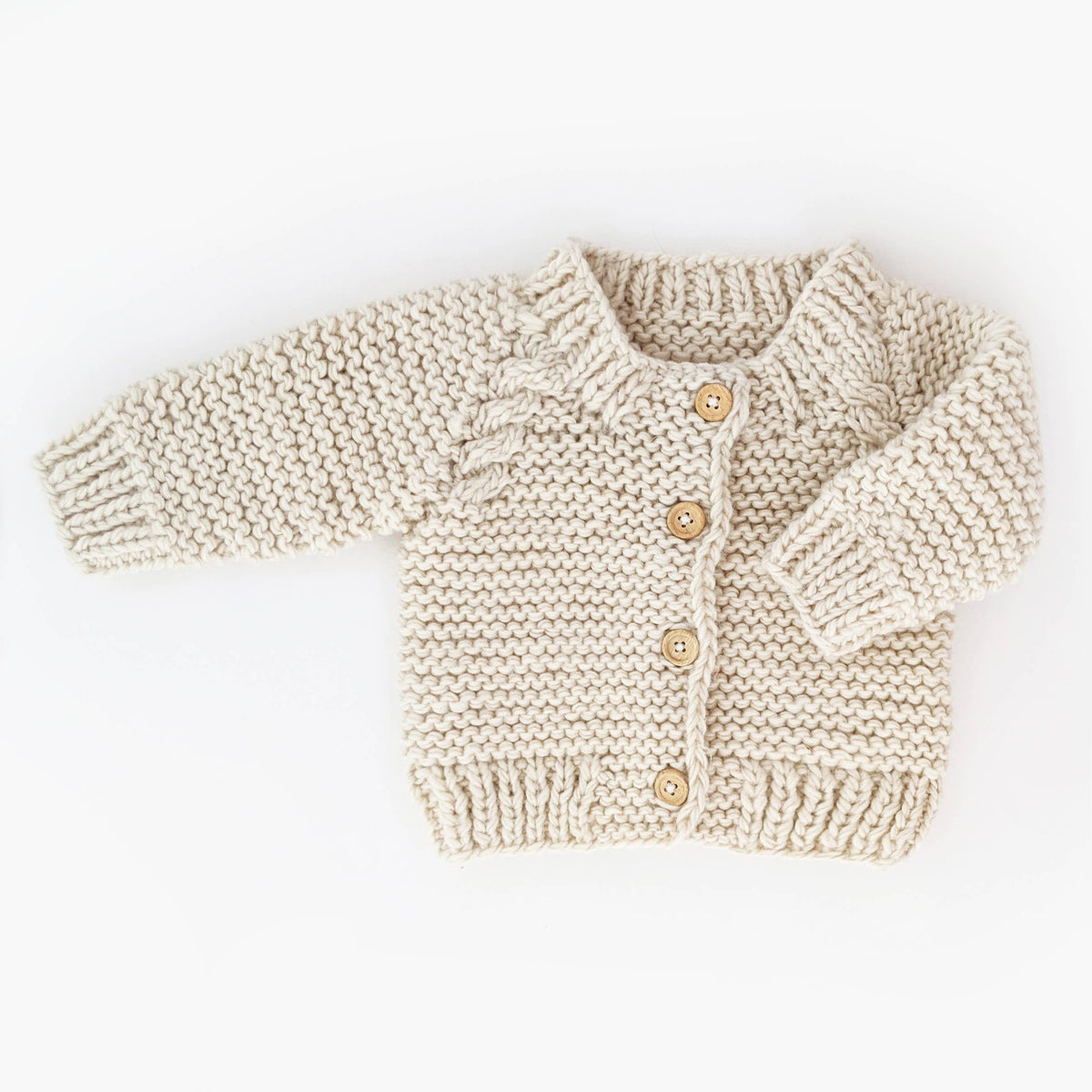 Natural Garter Stitch Cardigan