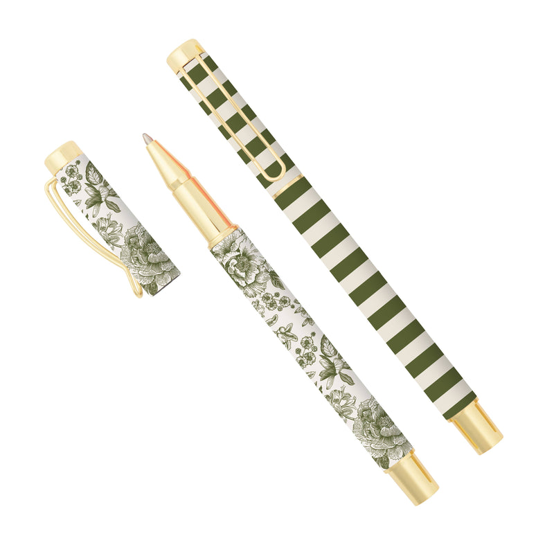 Green Floral Metal Pen Set - Cloth + Cabin