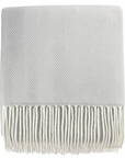 Grey Herringbone Fringed Throw Blanket - Cloth + Cabin