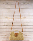Woven Straw Top Handle Handbag - Cloth + Cabin