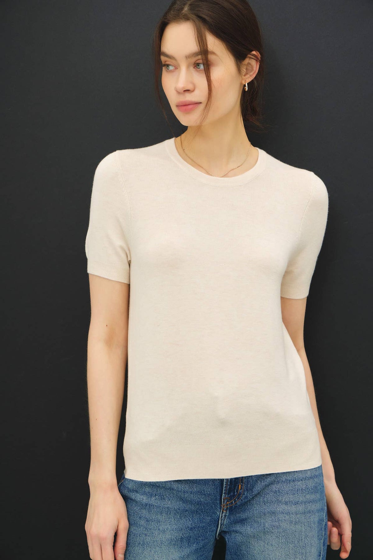 Molly Basic Short Sleeve Sweater Tee