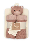 Violet Knitted Teddy Bear Lovie Blanket