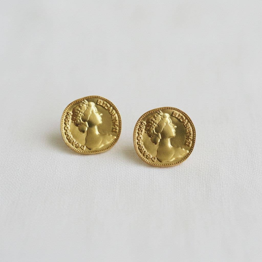 Portrait Coin Stud Earrings - Cloth + Cabin