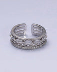 Gold Filled Clear CZ Baguette Cable Link Multiple Band Ring