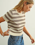 Amelie Striped Knitted Short Sleeve Top - Cloth + Cabin