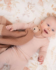 Violet Knitted Teddy Bear Lovie Blanket