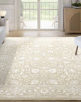 4x6 Dalia Floral Oriental Sand Indoor Outdoor Rug