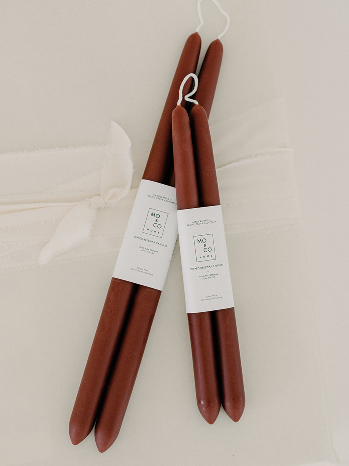Burgundy Dipped Beeswax Taper Candles