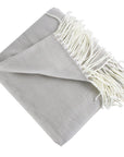 Grey Herringbone Fringed Throw Blanket - Cloth + Cabin