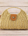 Woven Straw Top Handle Handbag - Cloth + Cabin