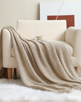 Textured Knit Throw Blanket with Fringe - Cloth + Cabin