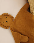 Toffee Lion Organic Cotton Muslin Lovey Blanket