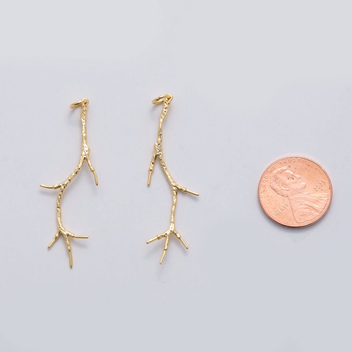 18K Gold Filled Hammered Tree Branch Geometric Charm