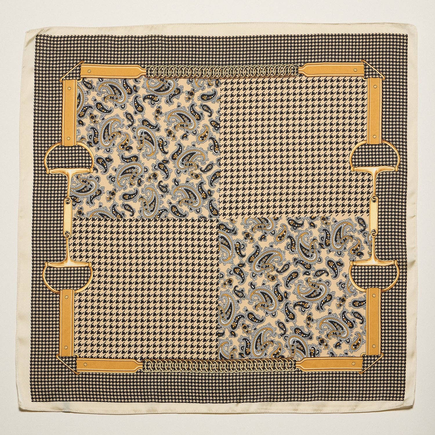 Vintage Chain &amp; Paisley Print Square Scarf