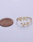 Micro Pave Olive Vine Leaf Adjustable Ring