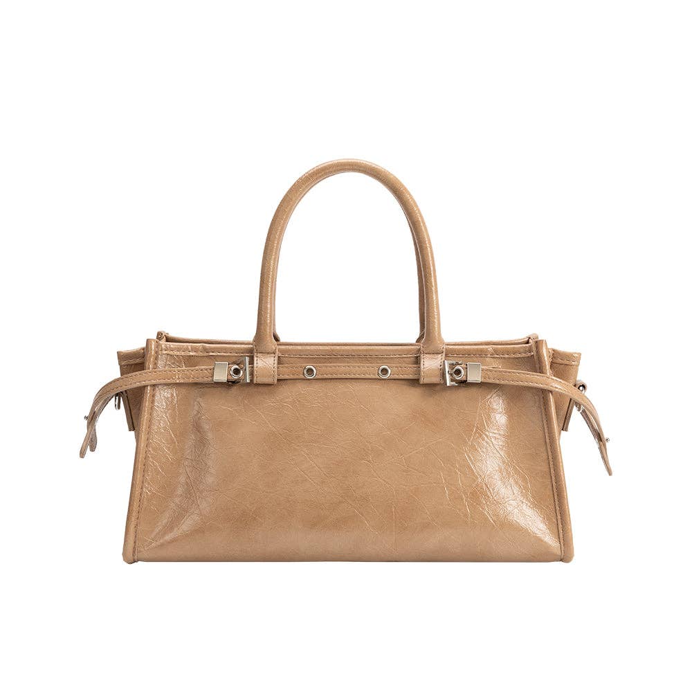 Rhonda Tan Recycled Vegan Leather Top Handle Bag - Cloth + Cabin