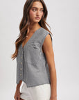 Daniela Gingham Button-Up Tank Top - Cloth + Cabin