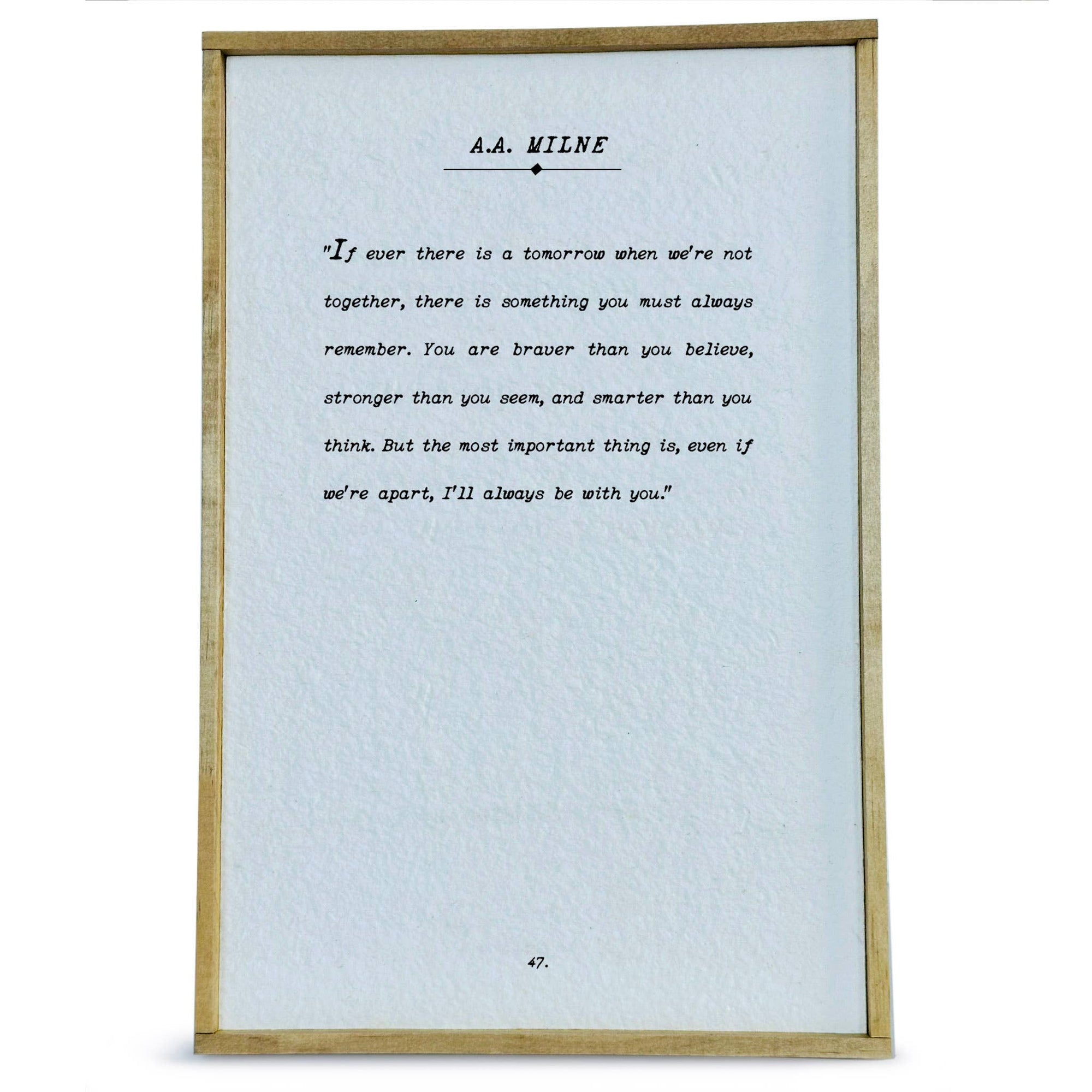 Book Page Handmade Paper Framed Sign, A.A. Milne - Cloth + Cabin