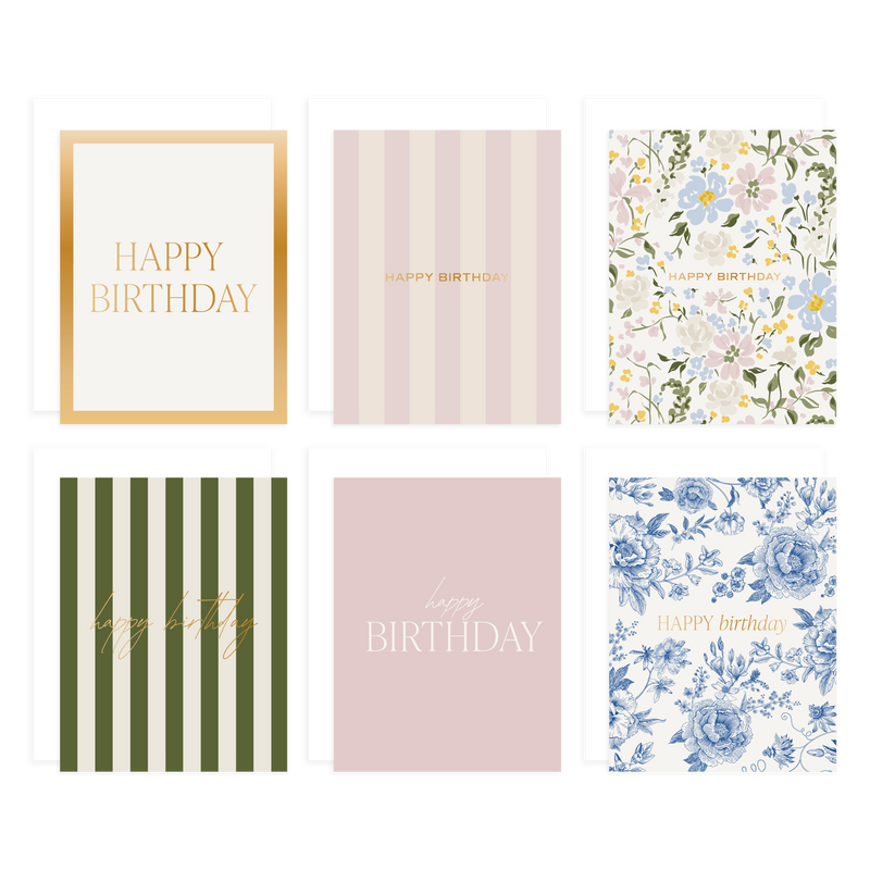 Assorted Happy Birthday Boxed Greeting Card Set - Cloth + Cabin