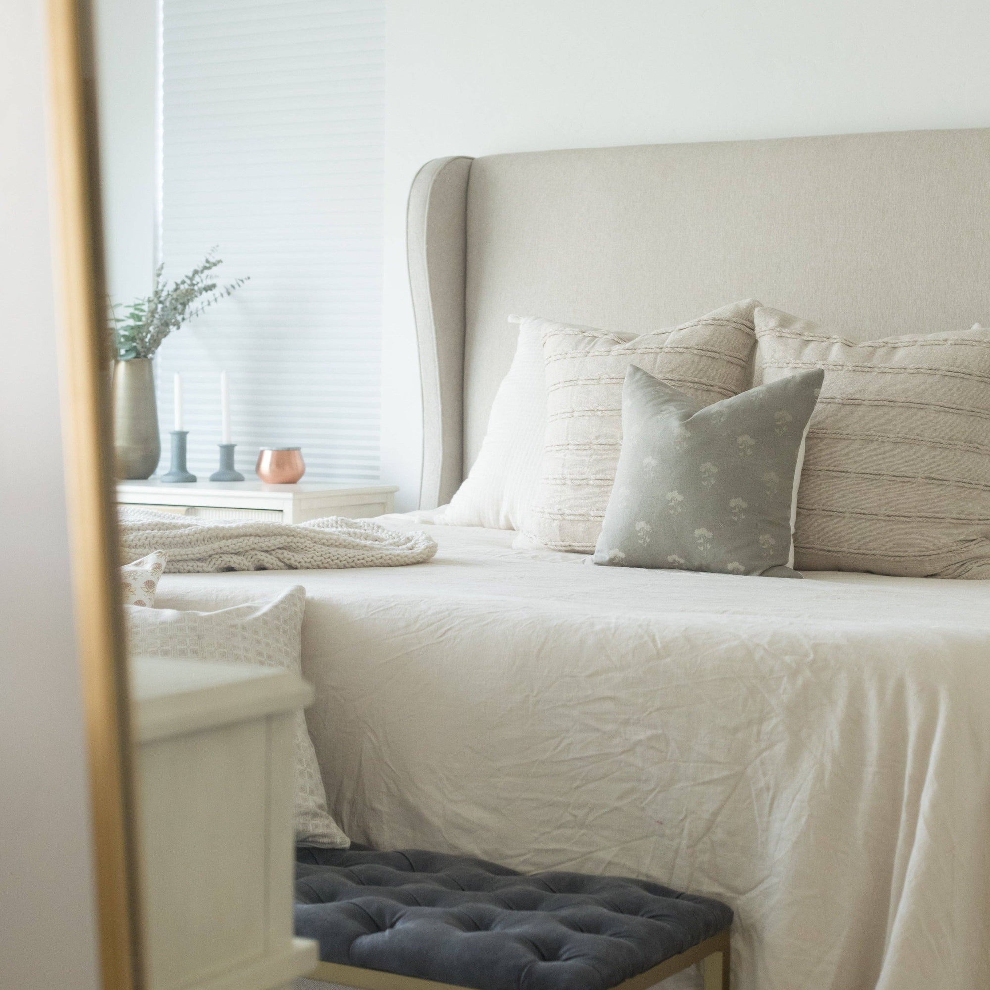 Fleur Gray Floral Pillow Cover - Cloth + Cabin