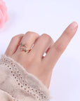 Micro Pave CZ Crystal Gold Minimalist Olive Vine Ring
