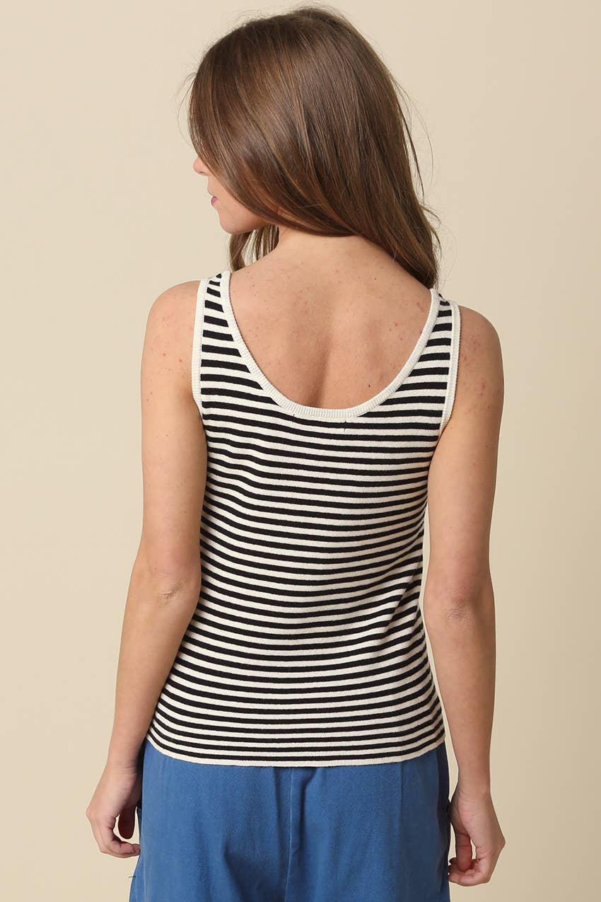 Eden Striped Button-Front Tank
