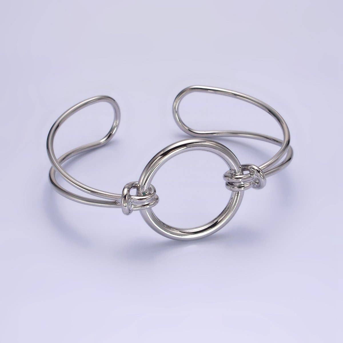 14K Gold Filled Round Circle Rope Tied Minimalist Cuff Bangle Bracelet