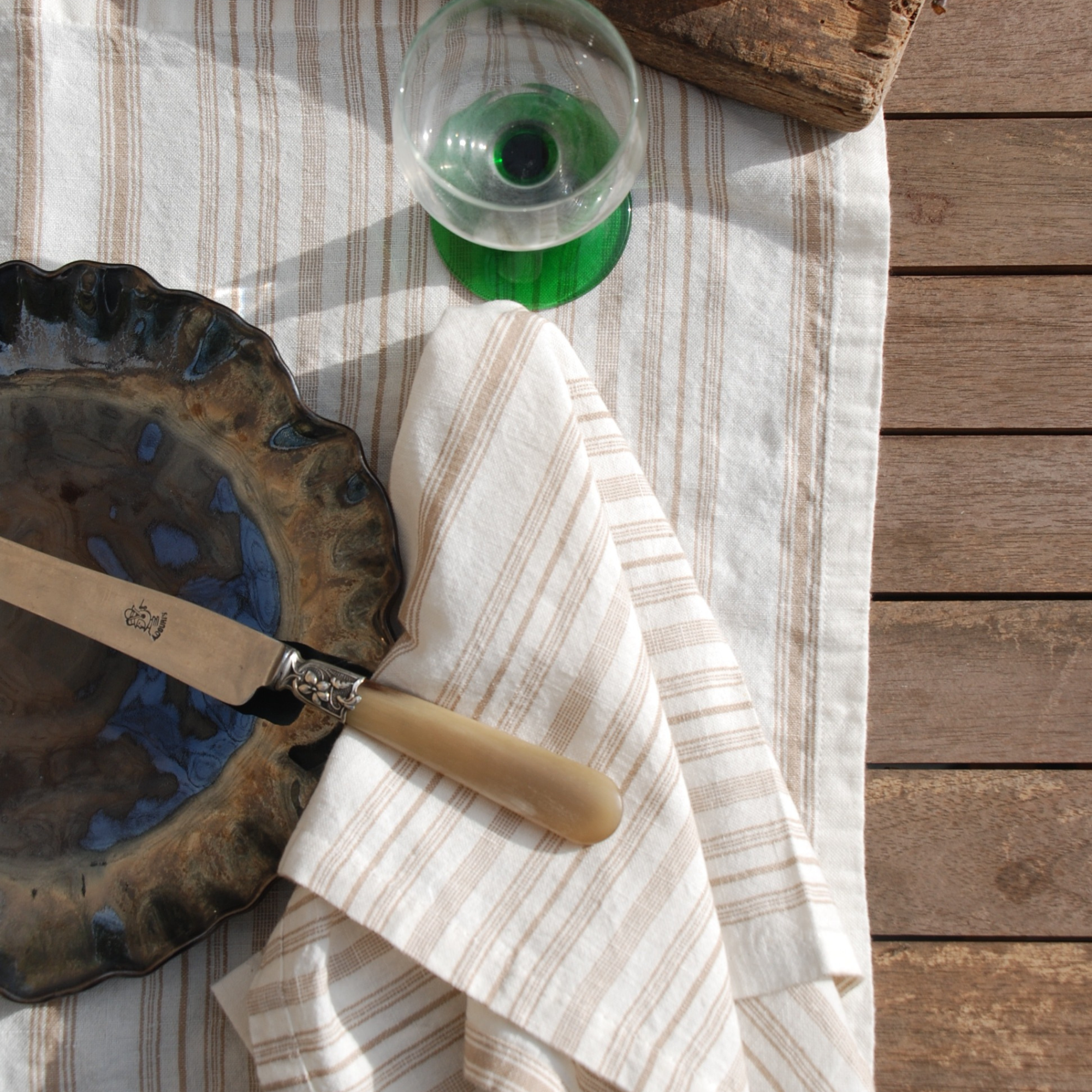 Stripe Napkin in Nougat/Set Of 4 - Cloth + Cabin