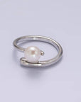 Pink Pearl Open Wrap Ring in Silver
