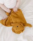 Toffee Lion Organic Cotton Muslin Lovey Blanket
