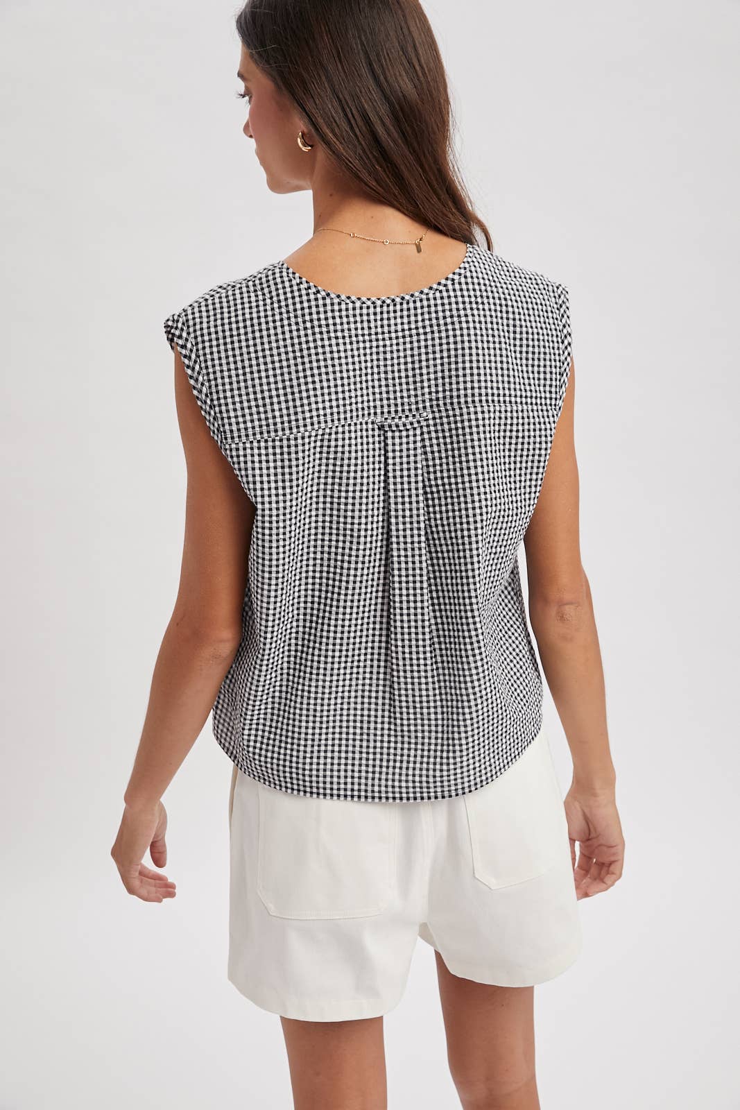 Daniela Gingham Button-Up Tank Top - Cloth + Cabin