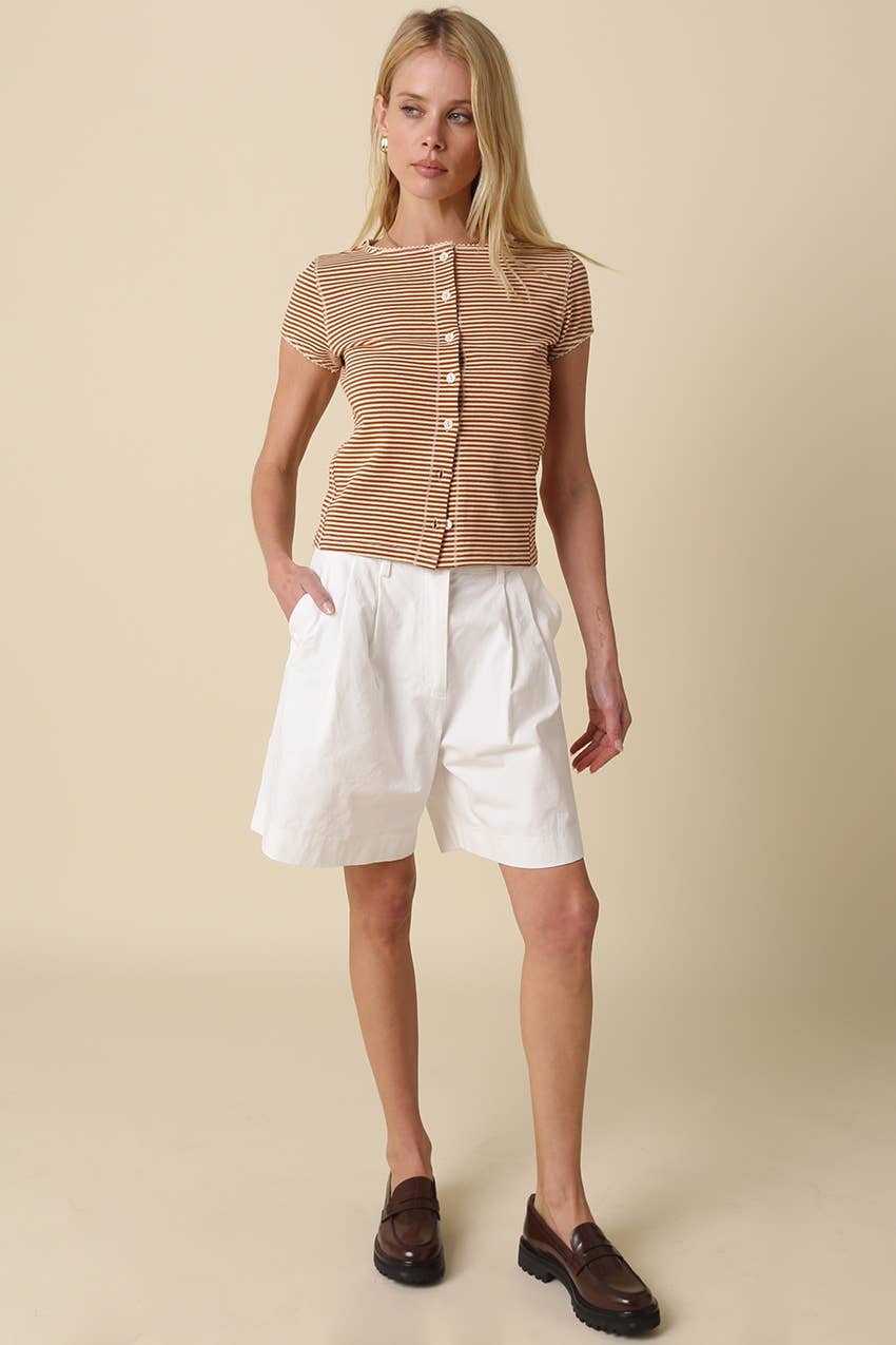 Tahni Striped Button-Front Top