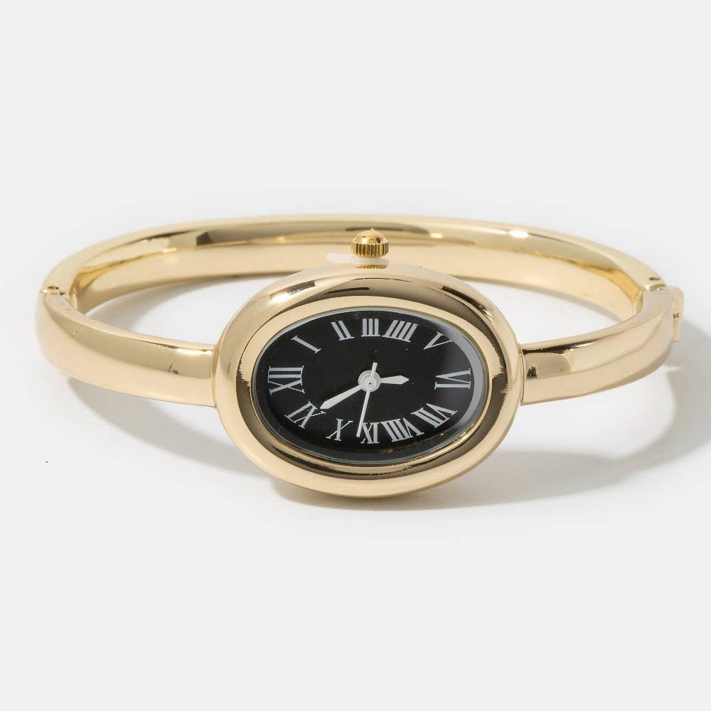 Hinged Oval Bangle Watch Bracelet