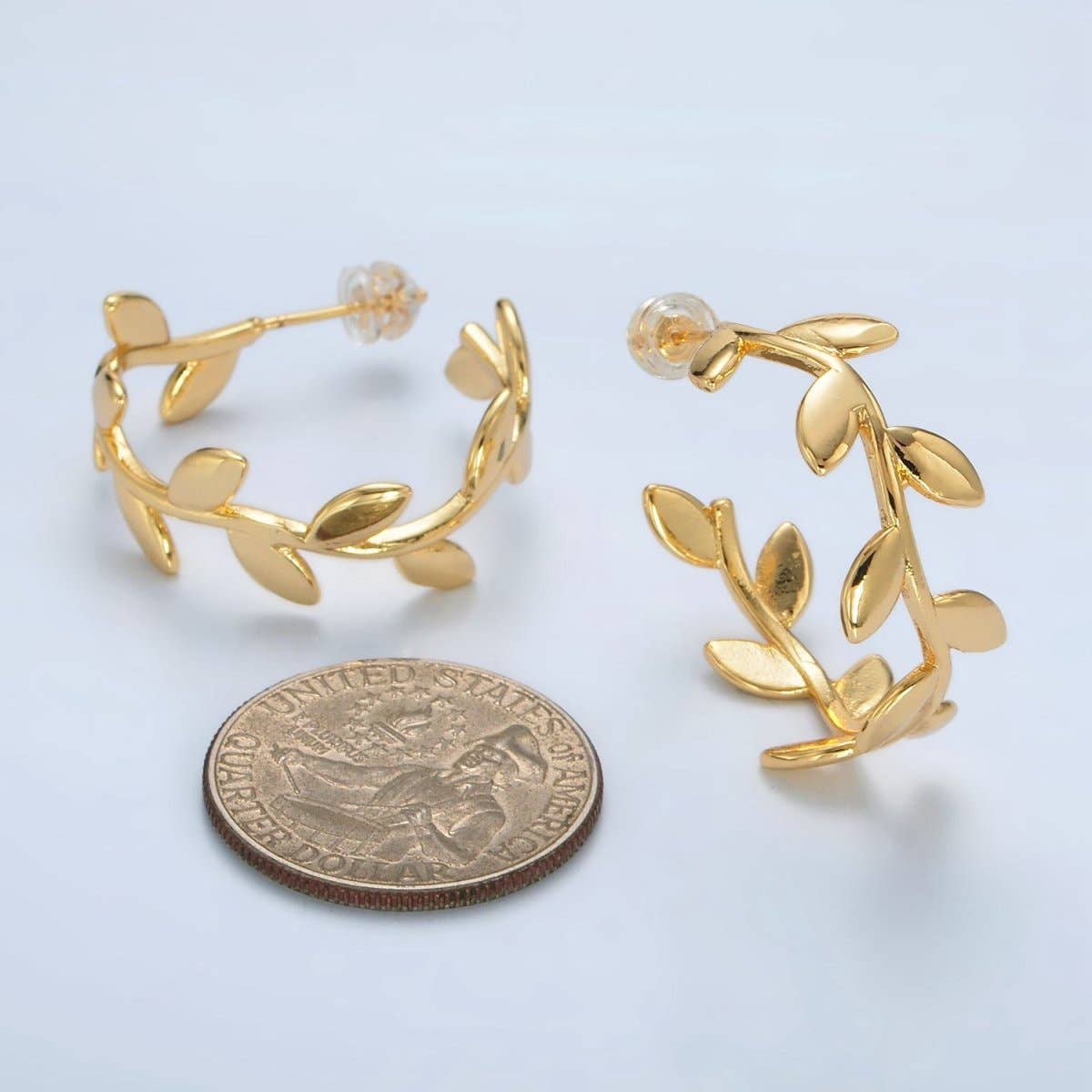 30mm Nature Leaf C-Shaped Hoop Earrings