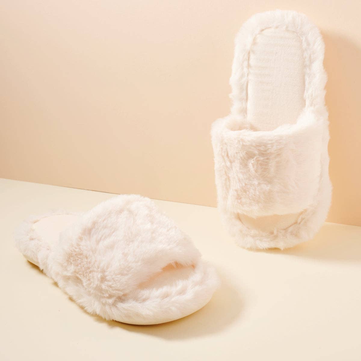 Plush Faux Fur Slide Slippers