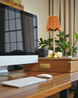 LED Rattan Scalloped Shade Desk Lamp