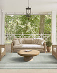 3x5 Ocean Striped Green Cream Indoor/Outdoor Area Rug
