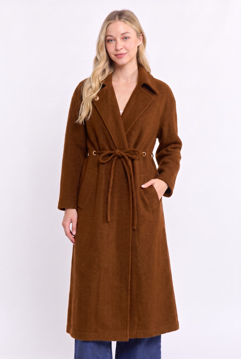 Tatiana Wool Blend Belted Overcoat