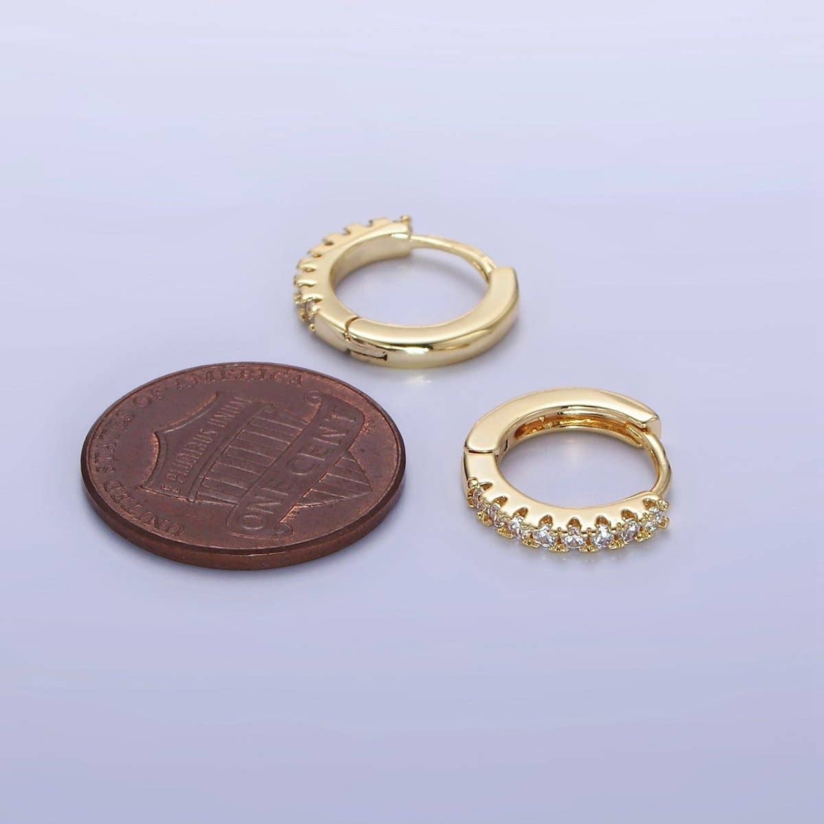 15mm Micro Paved Huggie Earrings