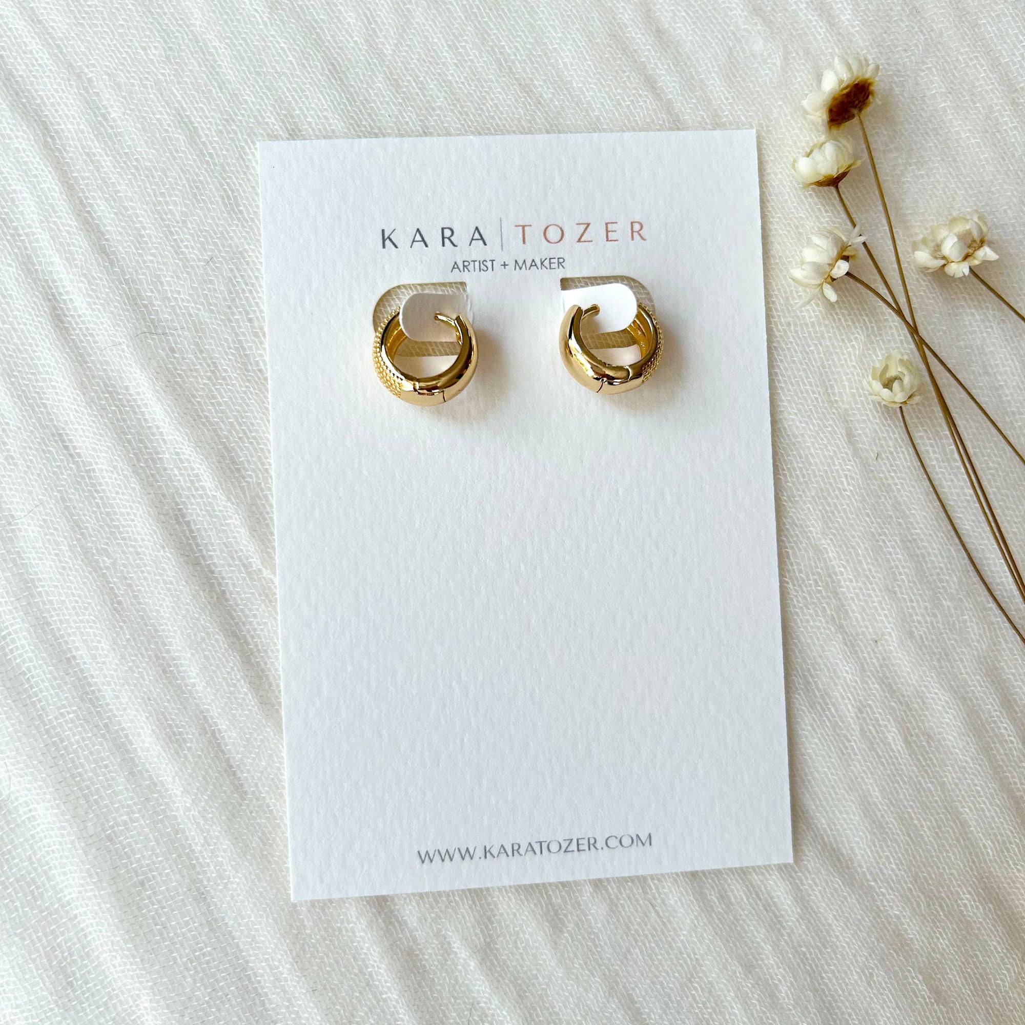 Gold Textured Huggie Hoops - Cloth + Cabin