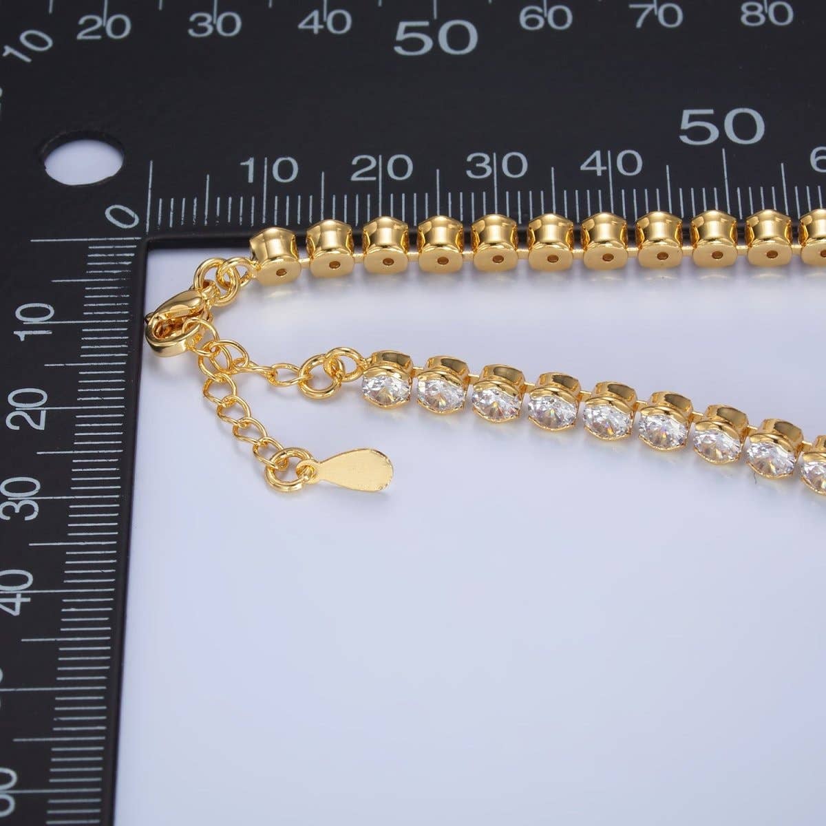 24K Gold Filled 4.5mm Clear CZ Round 7 Inch Tennis Bracelet