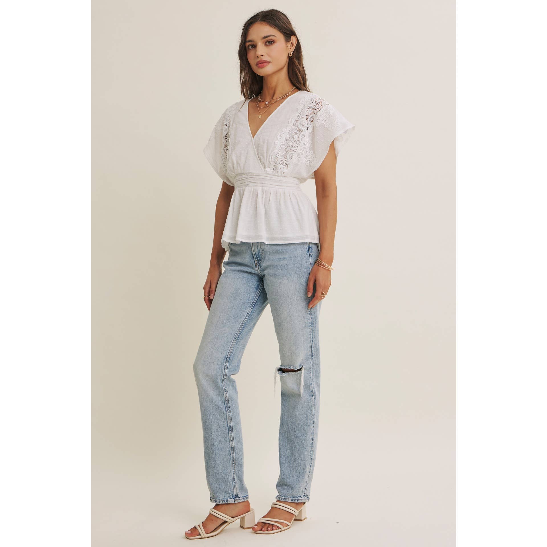 Zoie Swiss Dot Lace Peplum Blouse