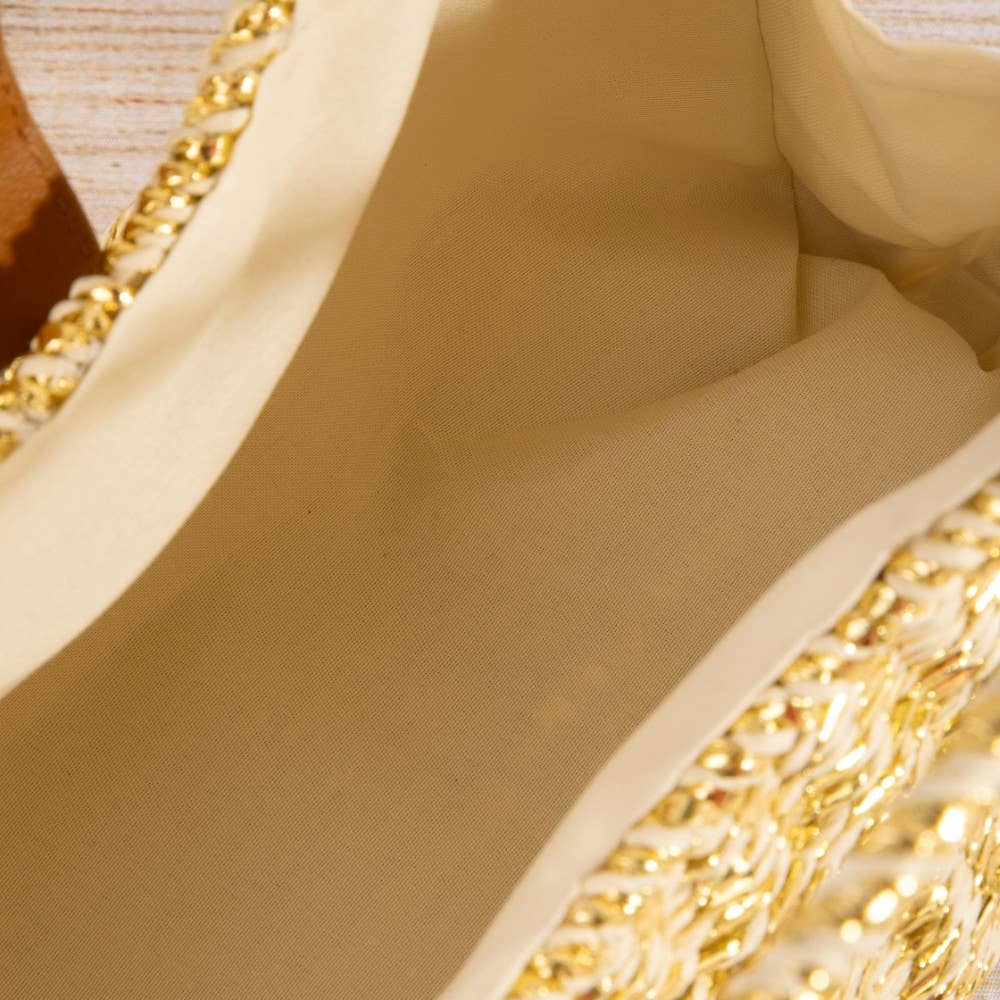 Woven Straw Top Handle Handbag - Cloth + Cabin