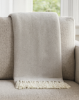 Grey Herringbone Fringed Throw Blanket - Cloth + Cabin