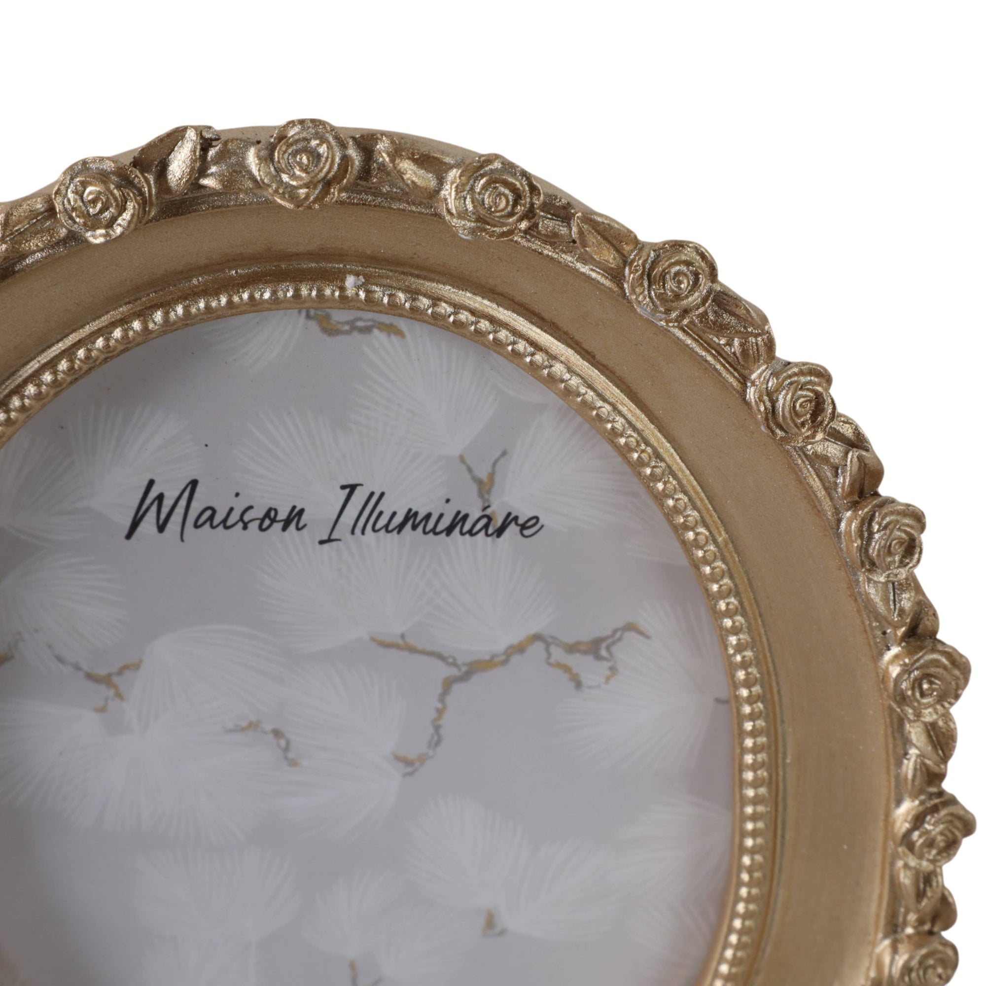 Gold Polyresin Oval Rosette Border Photo Frame - Cloth + Cabin