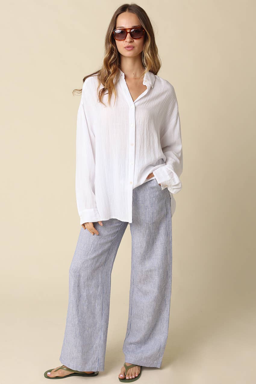 Victoria Sky Linen Wide Leg Pants