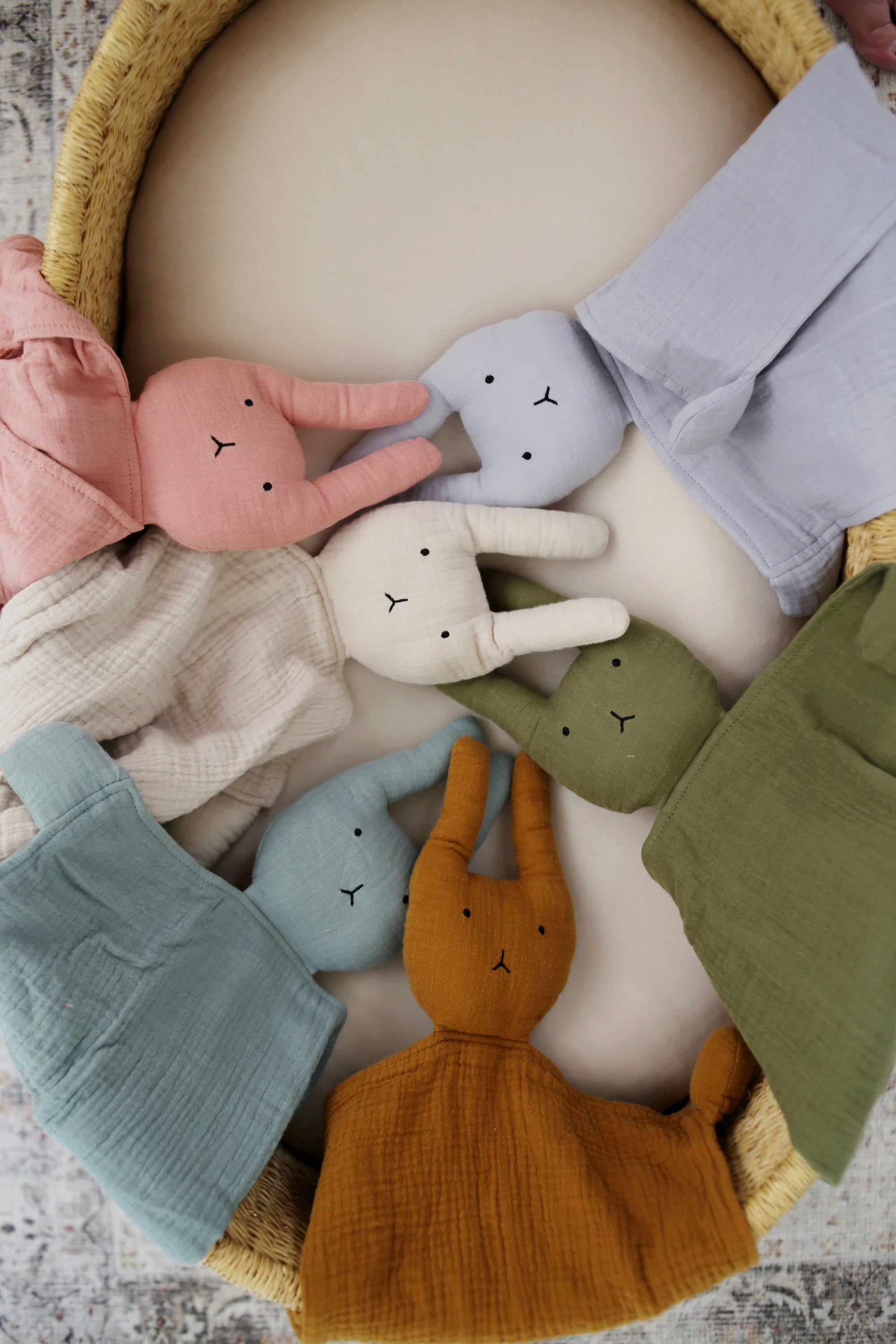 Organic Cotton Muslin Sage Bunny Lovey Blanket 