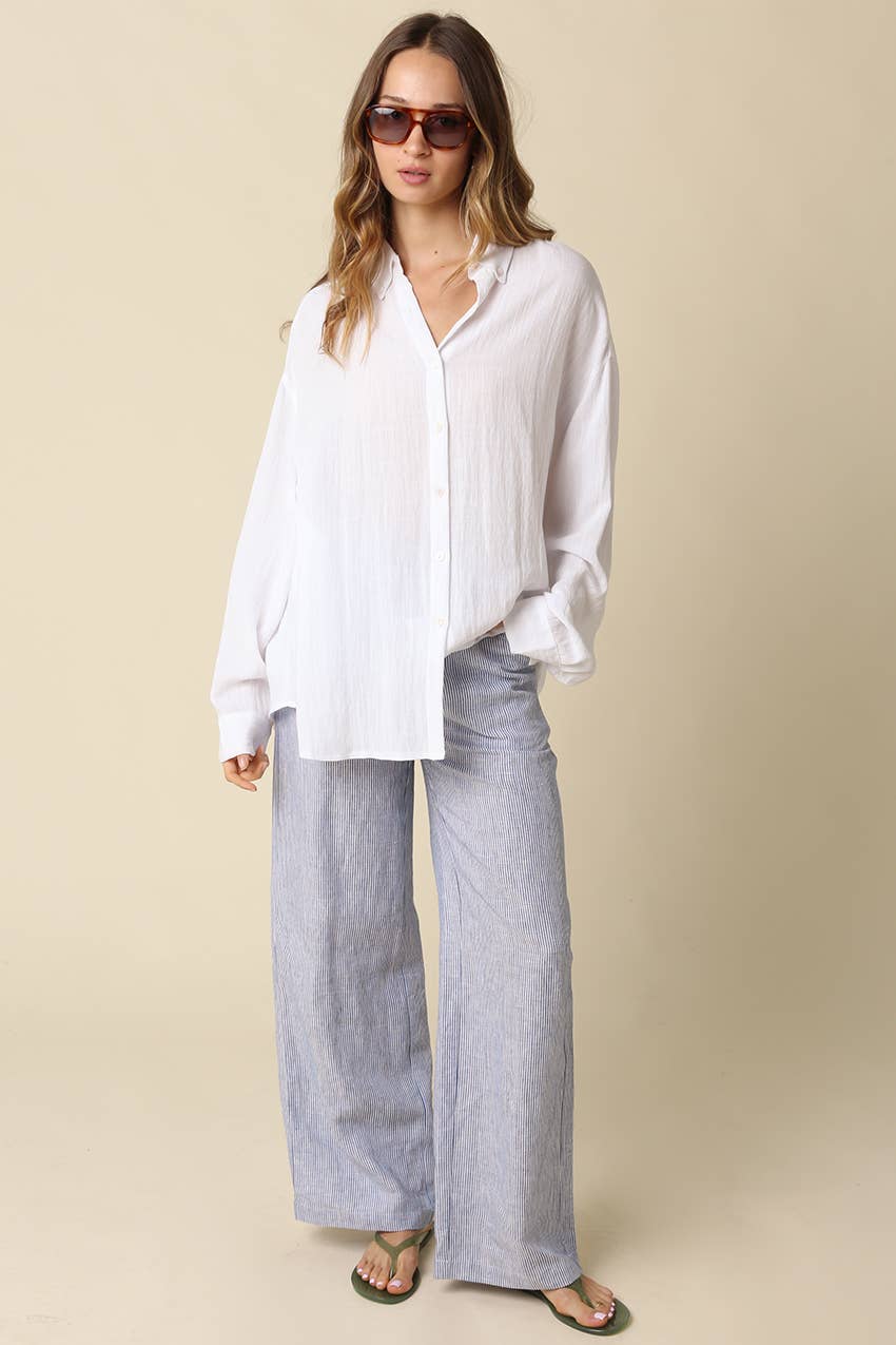 Victoria Sky Linen Wide Leg Pants